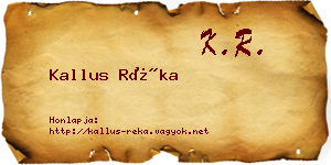Kallus Réka névjegykártya